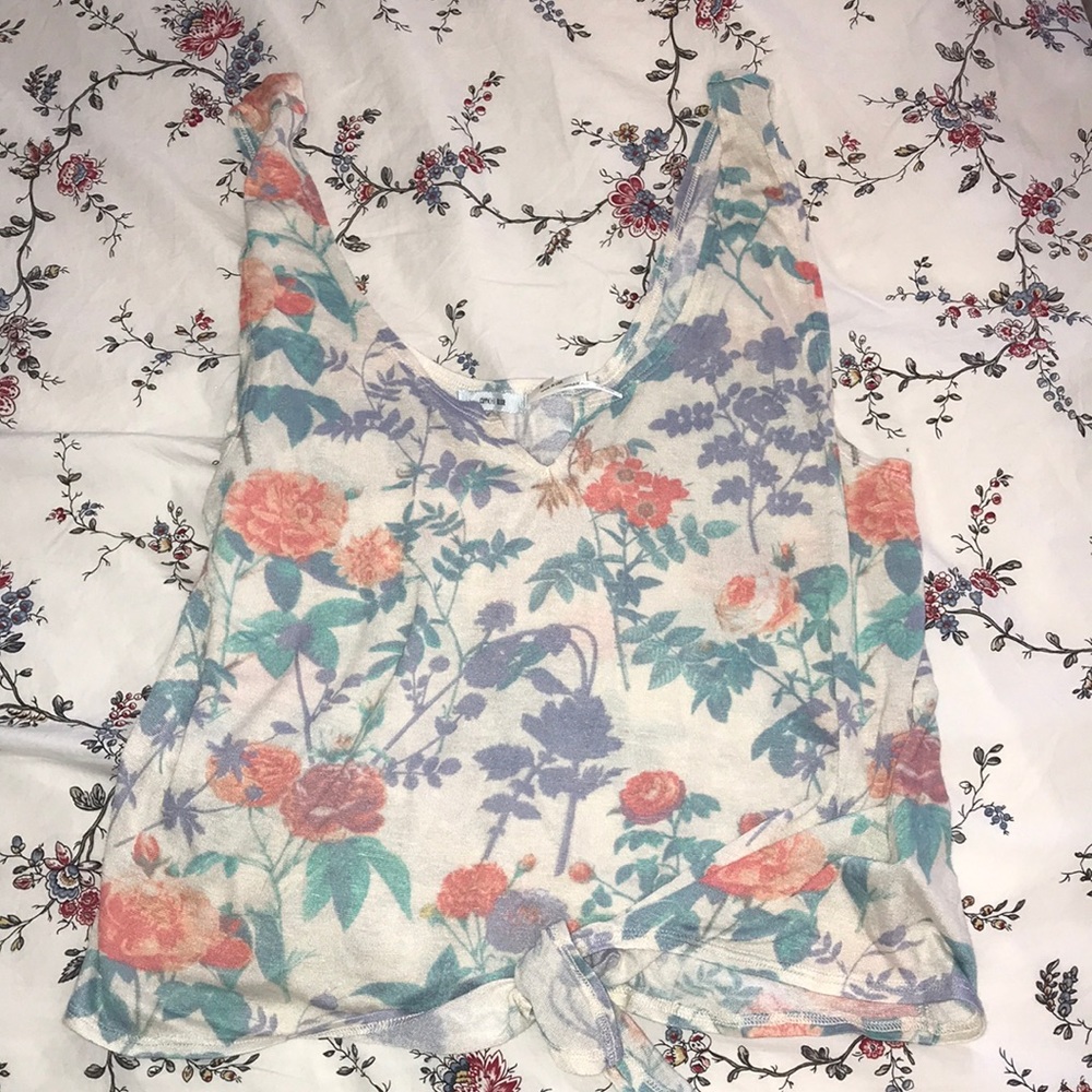 Kimchi Blue (UO) Floral Knit Tie Front Tank